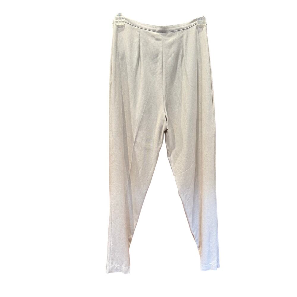 Vintage Talbots dress pants linen blend Womens 10 Cream Pearl button